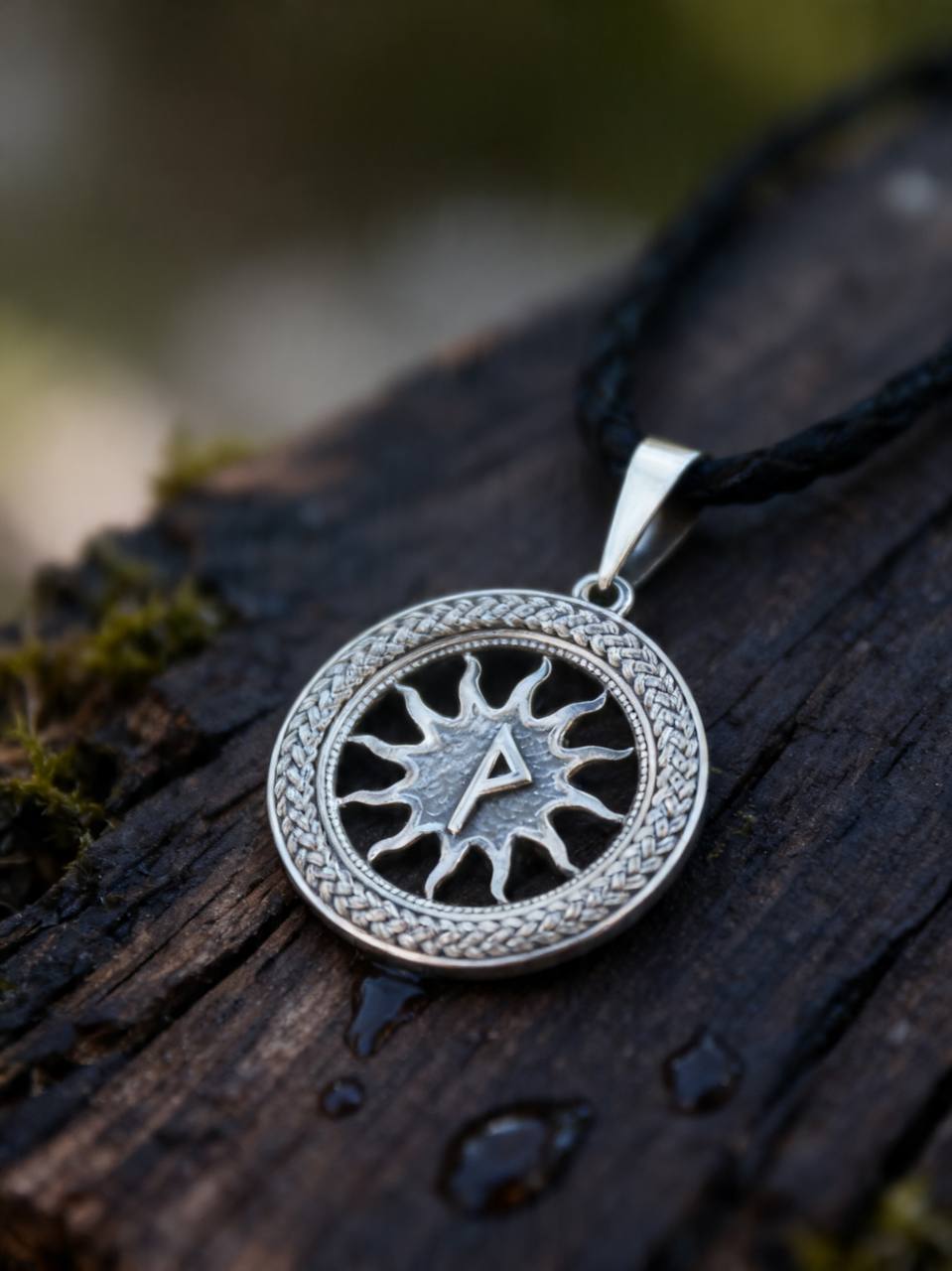 Wunjo Rune Amulet in Wheat Ears, Sterling Silver 925 — Pendant