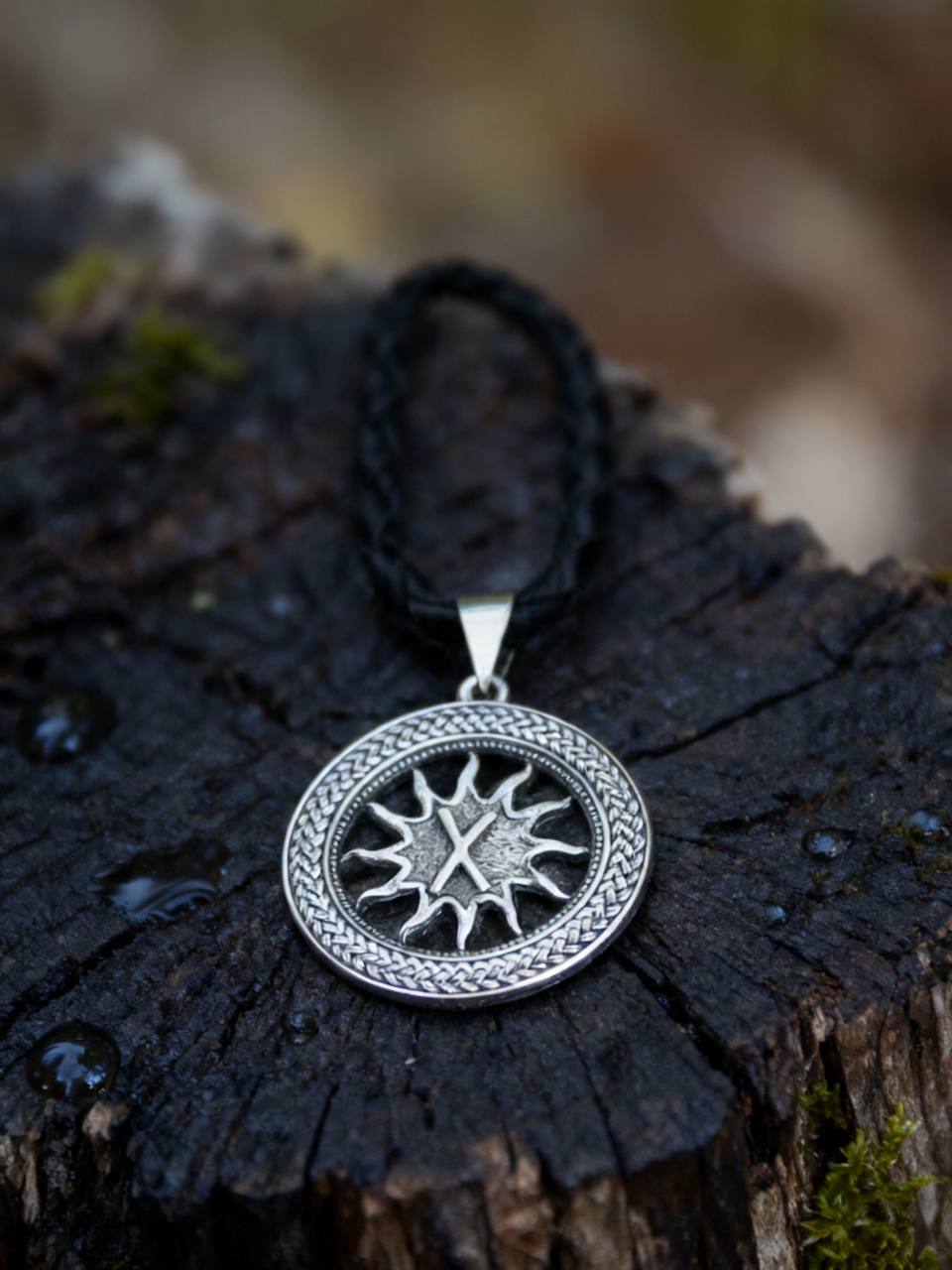 Gebo Rune Amulet in Wheat Ears, Sterling Silver 925 — Pendant