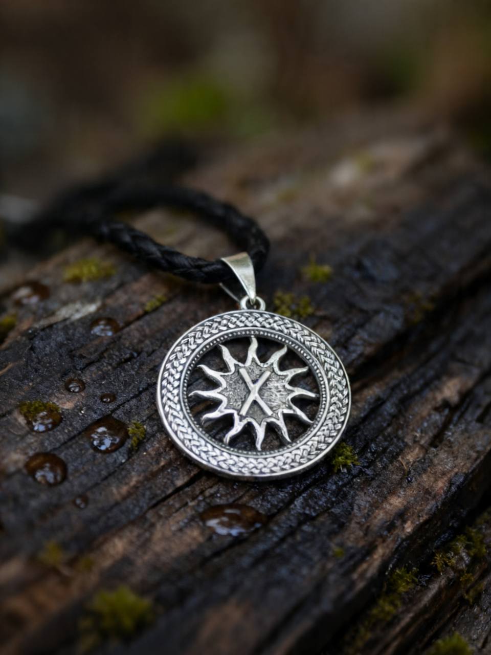 Gebo Rune Amulet in Wheat Ears, Sterling Silver 925 — Pendant