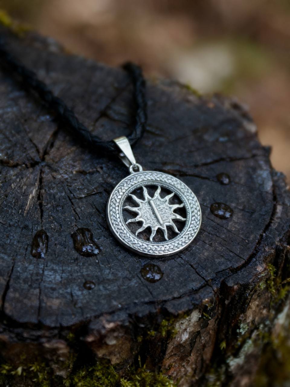Isa Rune Amulet in Wheat Ears, Sterling Silver 925 — Pendant