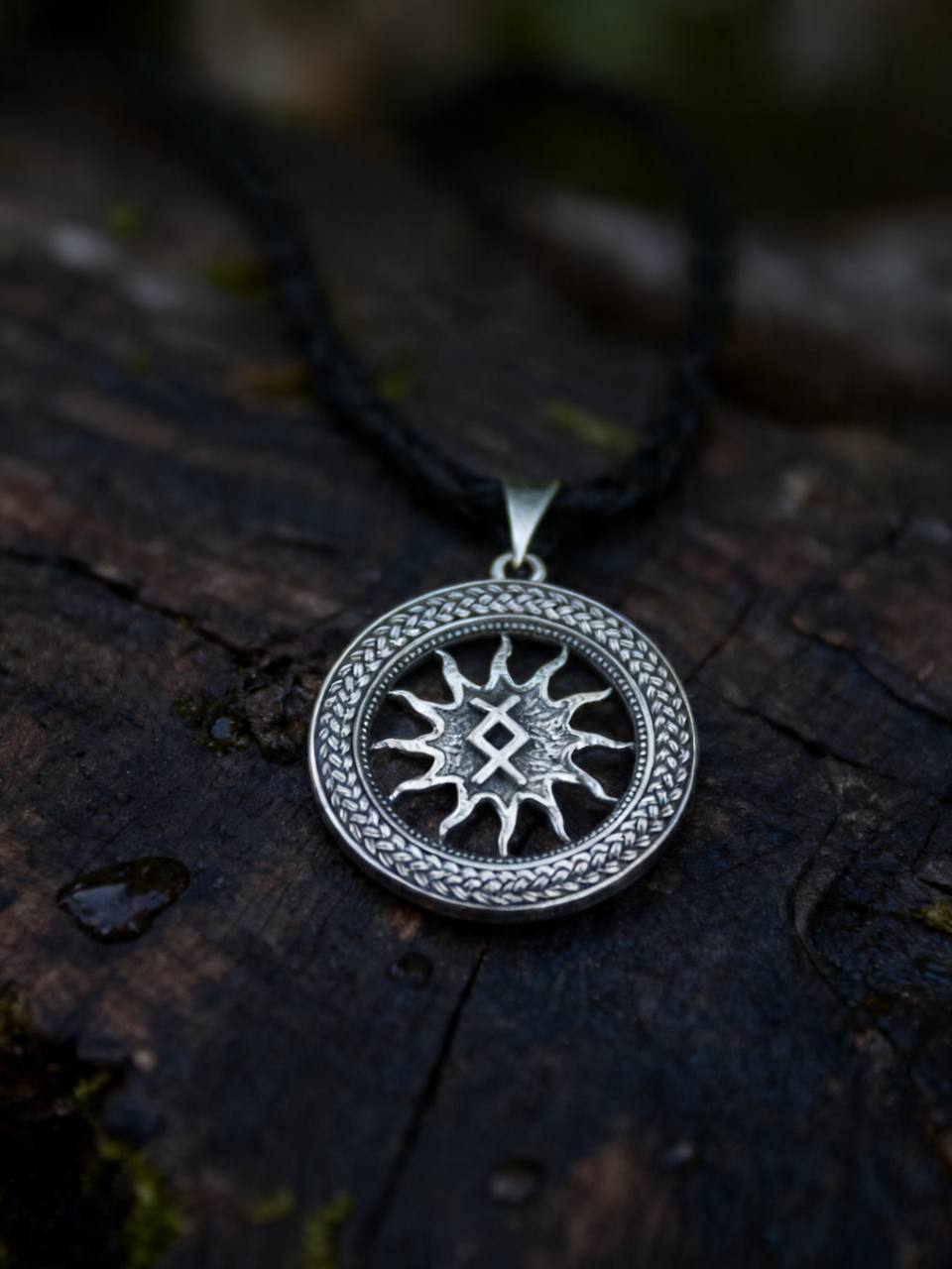 Ingwaz Rune Amulet in Wheat Ears, Sterling Silver 925 — Pendant
