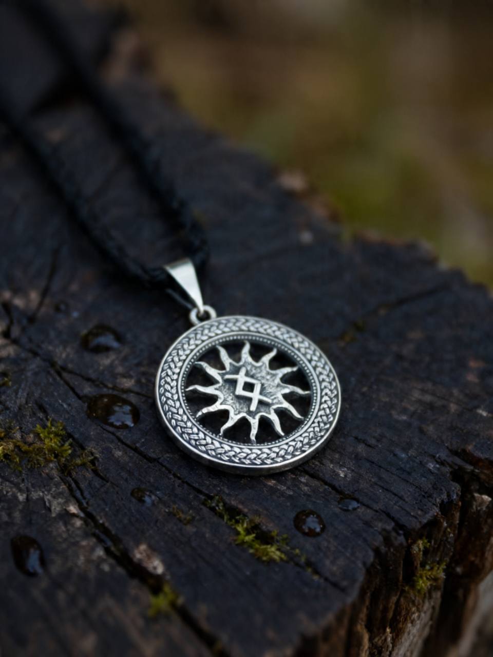 Ingwaz Rune Amulet in Wheat Ears, Sterling Silver 925 — Pendant