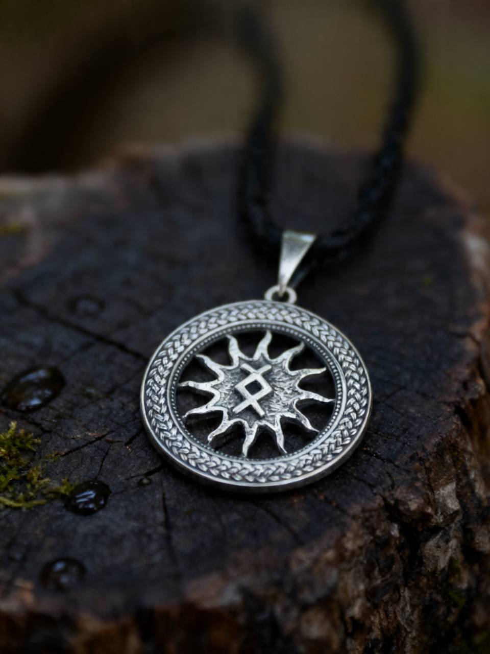 Ingwaz Rune Amulet in Wheat Ears, Sterling Silver 925 — Pendant