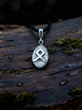 Odal Rune Amulet on Willow Wood-Slice, Sterling Silver 925 — Pendant
