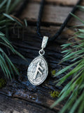 Ansuz Rune Amulet on Willow Wood-Slice, Sterling Silver 925 — Pendant