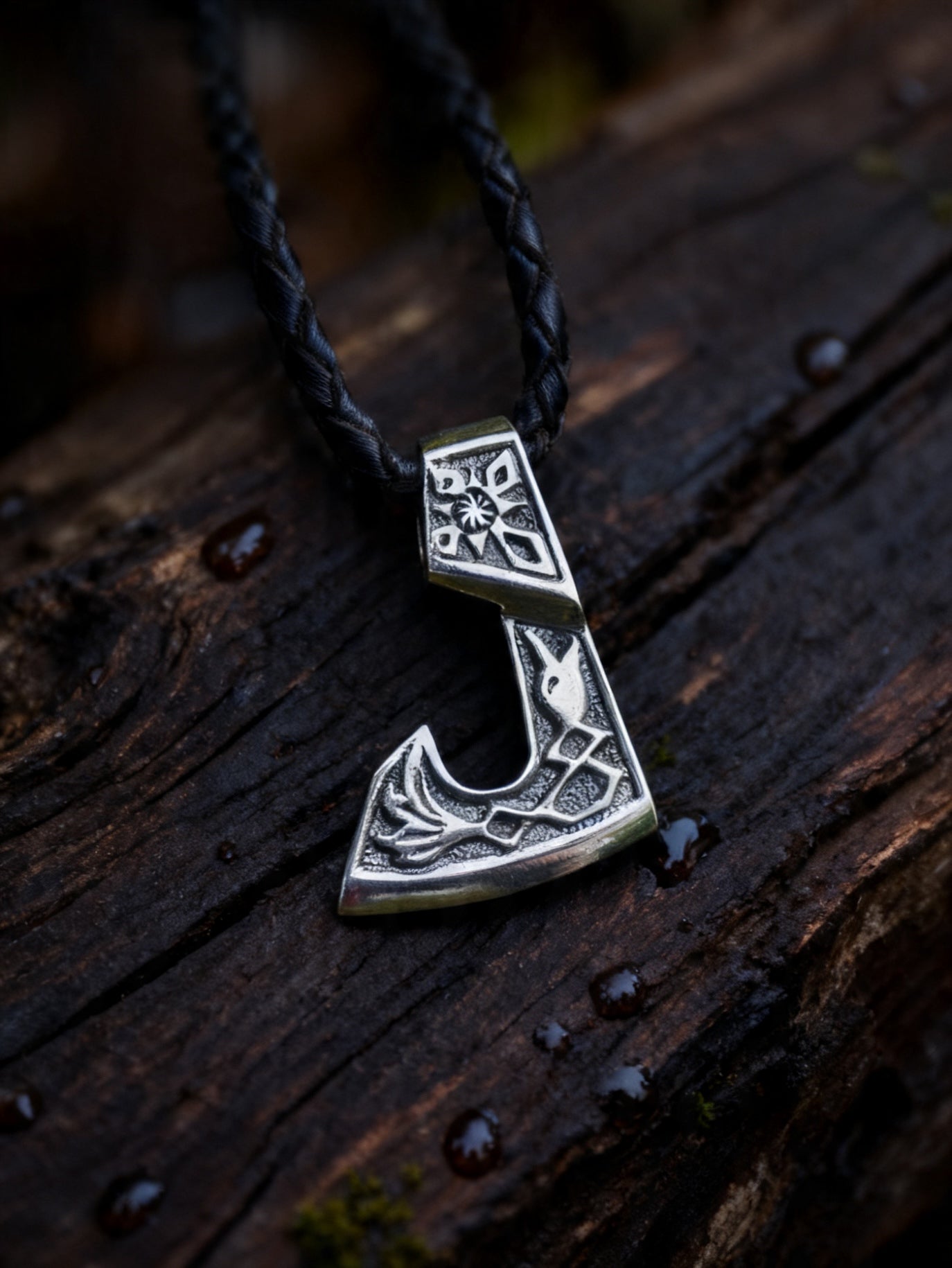 Perun's Axe with Utitsa Amulet, Sterling Silver 925 — Slavic Pendant