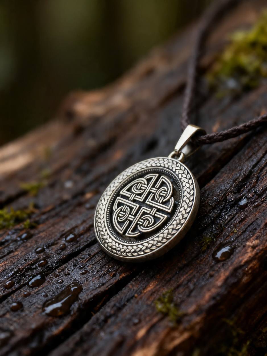 Celtic Protection Knot Amulet in Wheat Ears, Sterling Silver 925 — Pendant