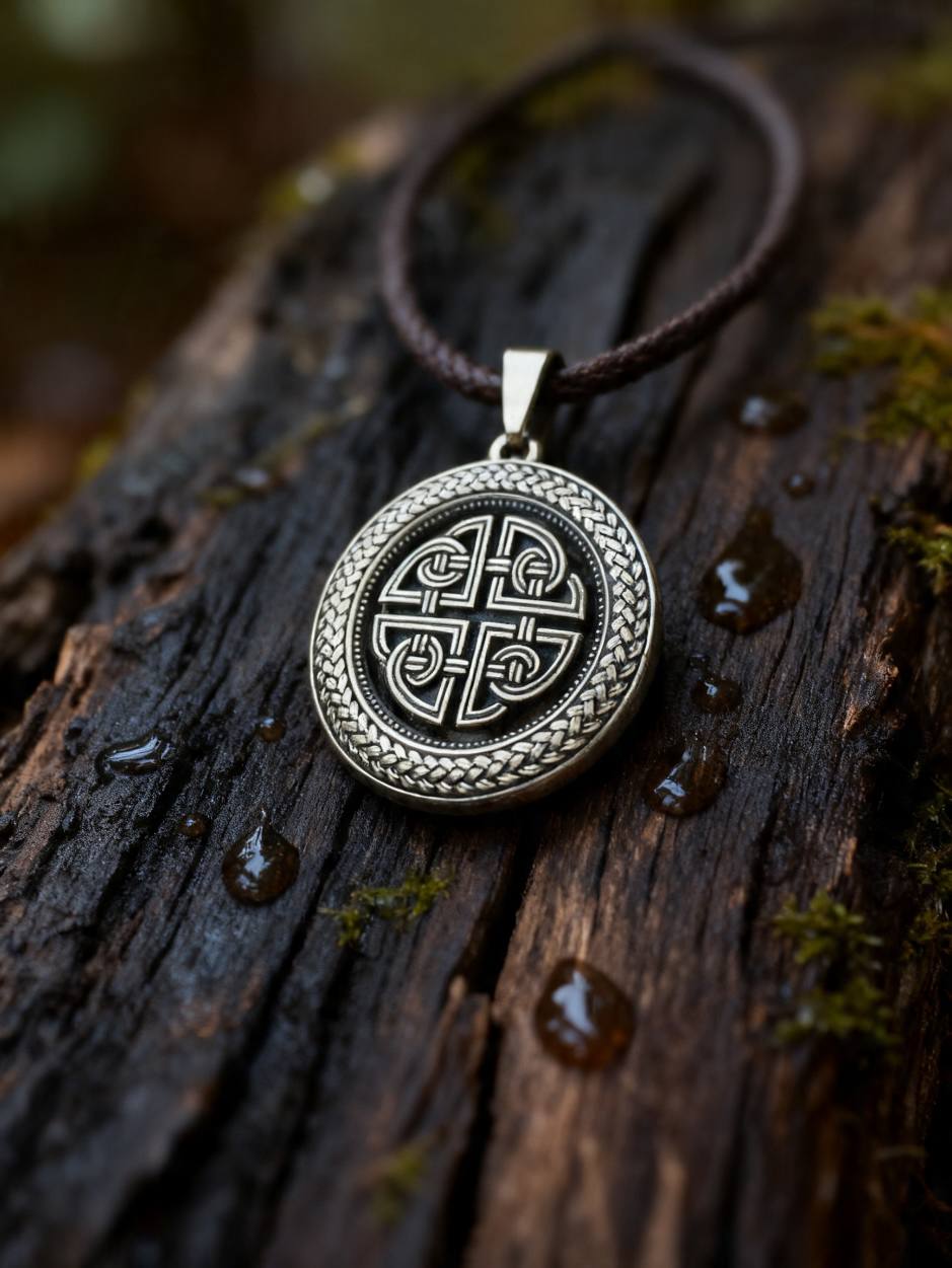 Celtic Protection Knot Amulet in Wheat Ears, Sterling Silver 925 — Pendant