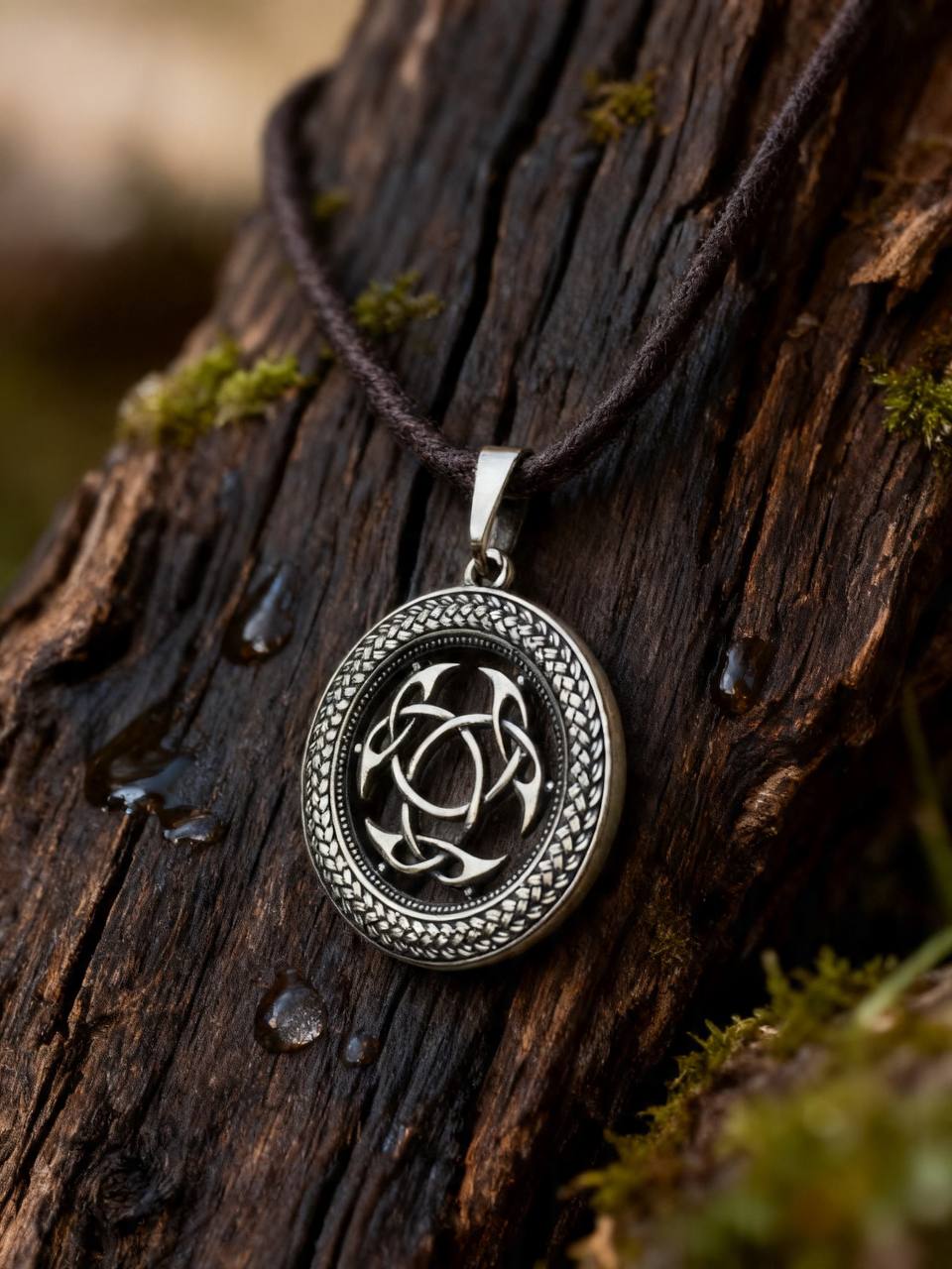 Sign of the Celtic God Lugh Amulet in Wheat Ears, Sterling Silver 925 — Pendant