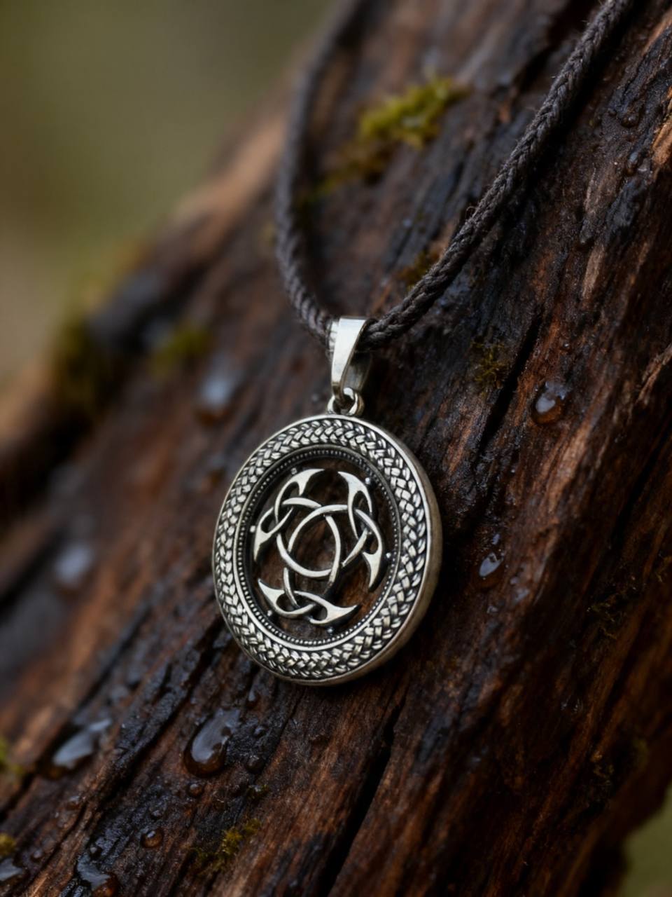 Sign of the Celtic God Lugh Amulet in Wheat Ears, Sterling Silver 925 — Pendant