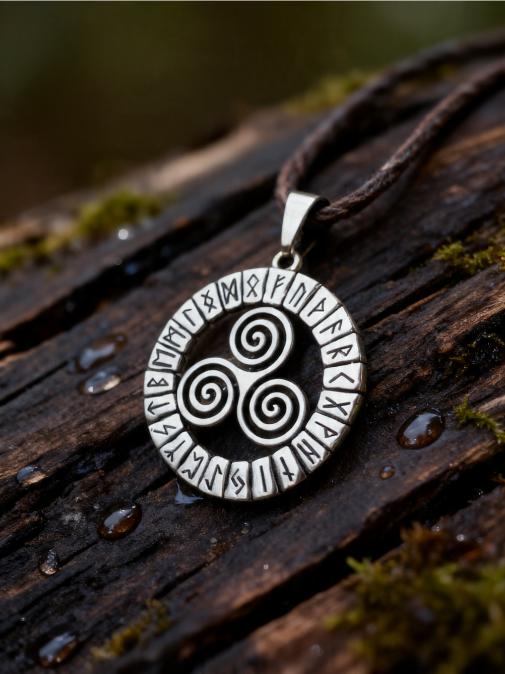 Trixel Amulet in Futhark, Sterling Silver 925 — Viking Pendant