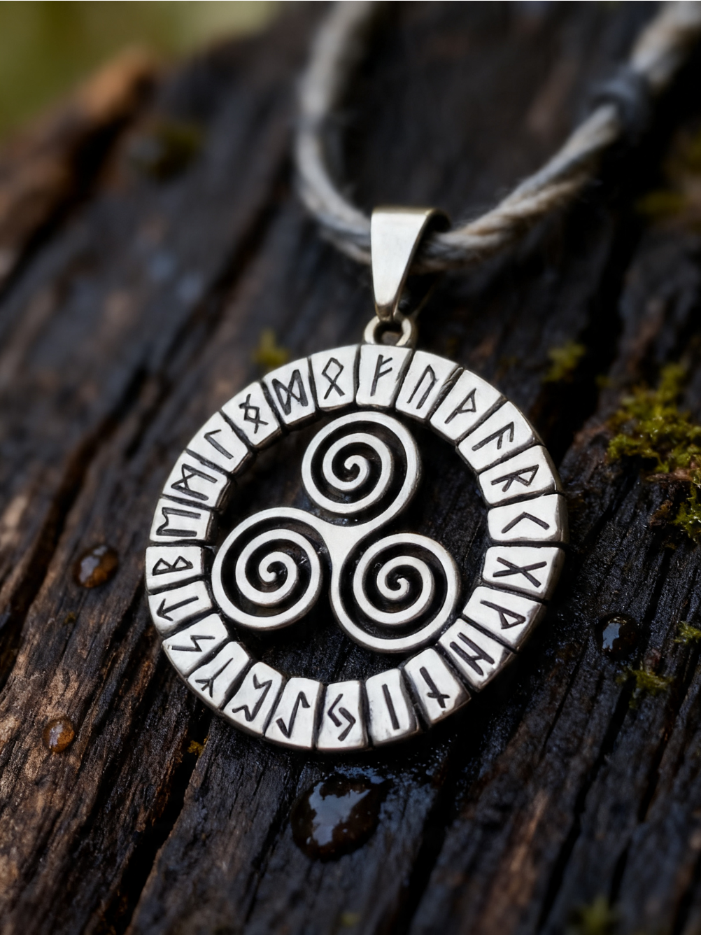 Trixel Amulet in Futhark, Sterling Silver 925 — Viking Pendant