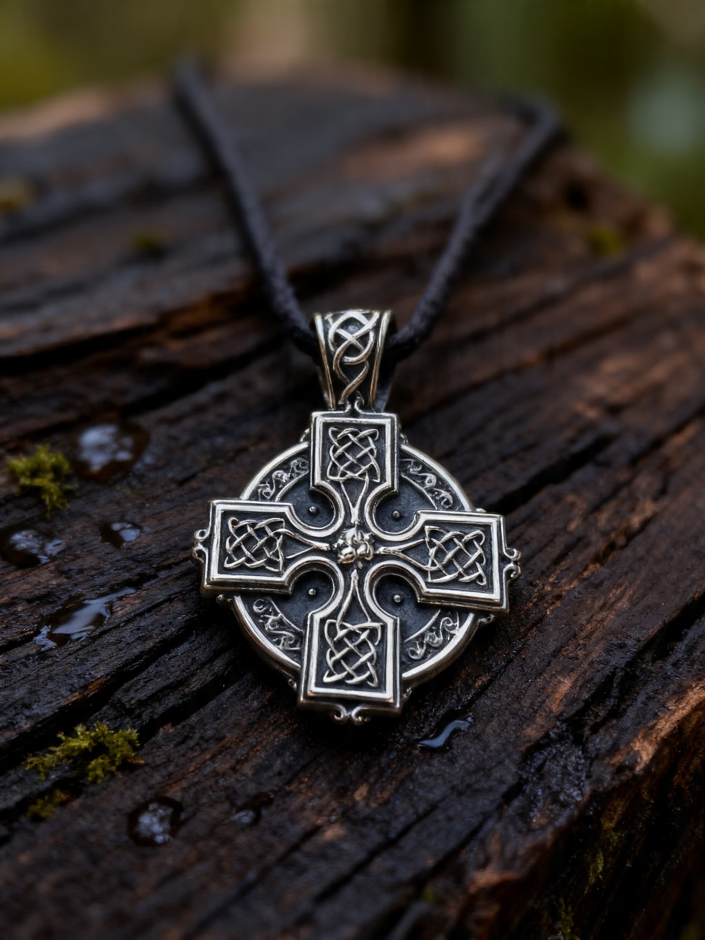 Celtic Cross Amulet, Sterling Silver 925 — Pendant