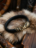 Falcon and Snake Bracelet, Natural Leather and Bronze