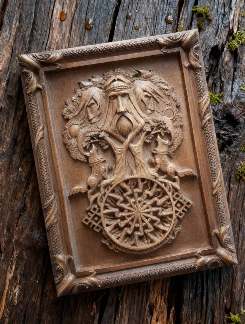 Tree of Ancestors Wooden Wall Panel — Hand-Carved Wood Art