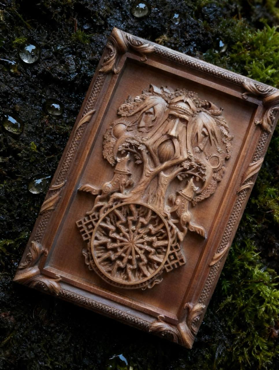 Tree of Ancestors Wooden Wall Panel — Hand-Carved Wood Art