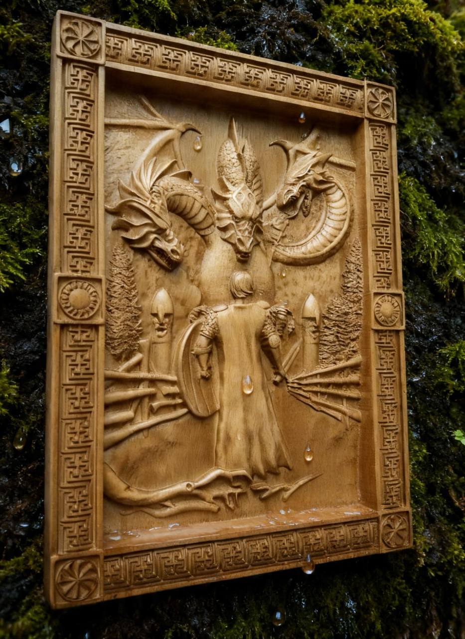 Kalinov Bridge Wooden Wall Panel — Hand-Carved Wood Art