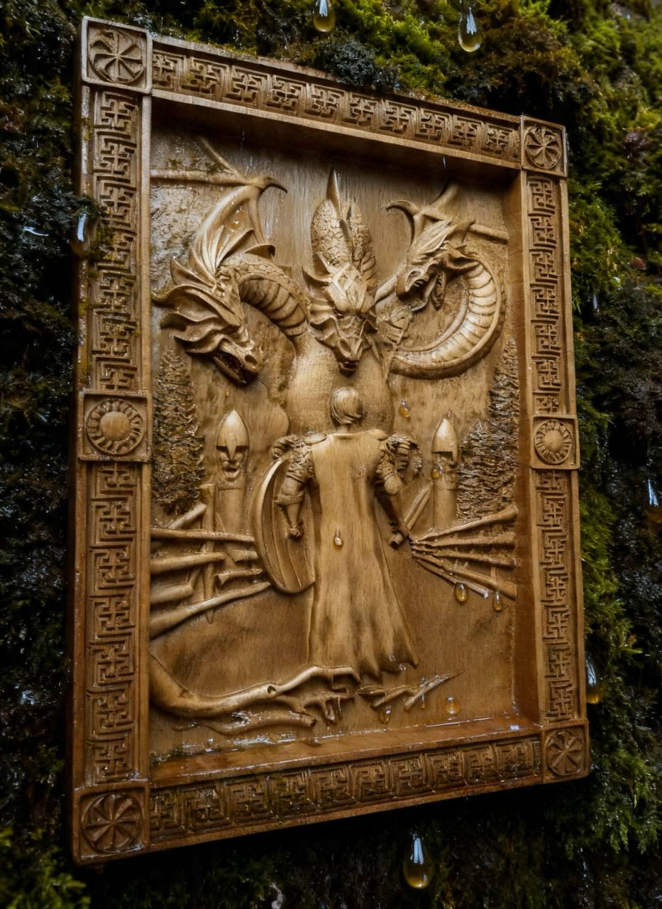 Kalinov Bridge Wooden Wall Panel — Hand-Carved Wood Art