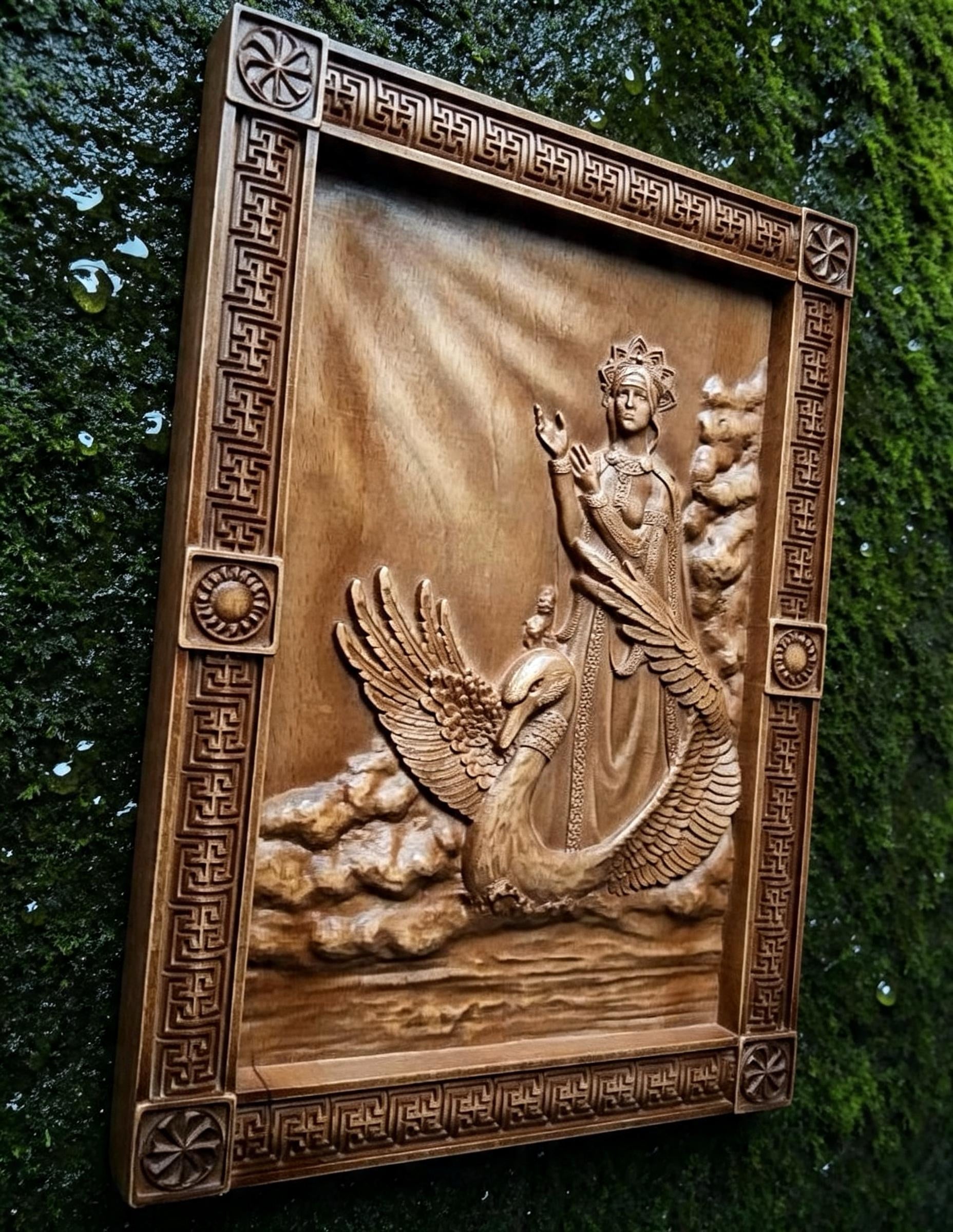 Goddess Lada Wooden Wall Panel — Hand-Carved Wood Art