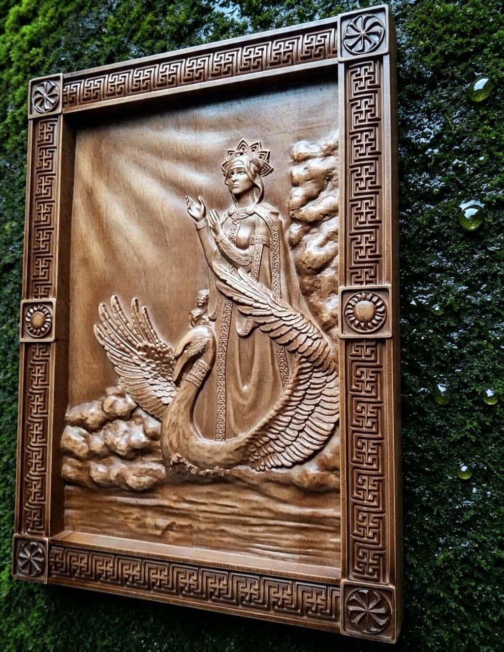 Goddess Lada Wooden Wall Panel — Hand-Carved Wood Art