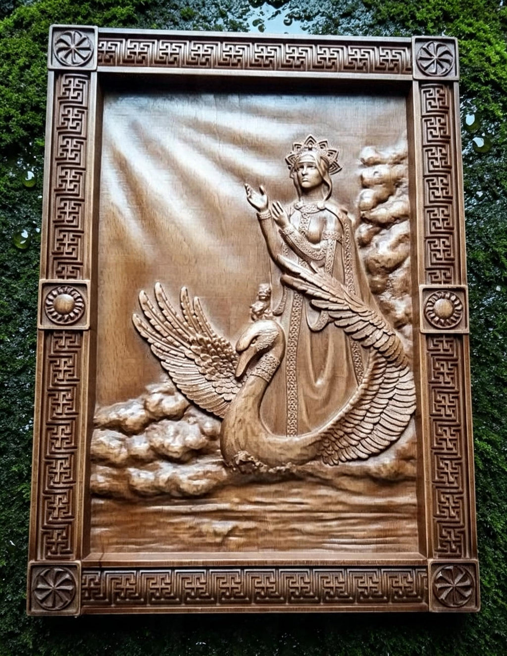 Goddess Lada Wooden Wall Panel — Hand-Carved Wood Art