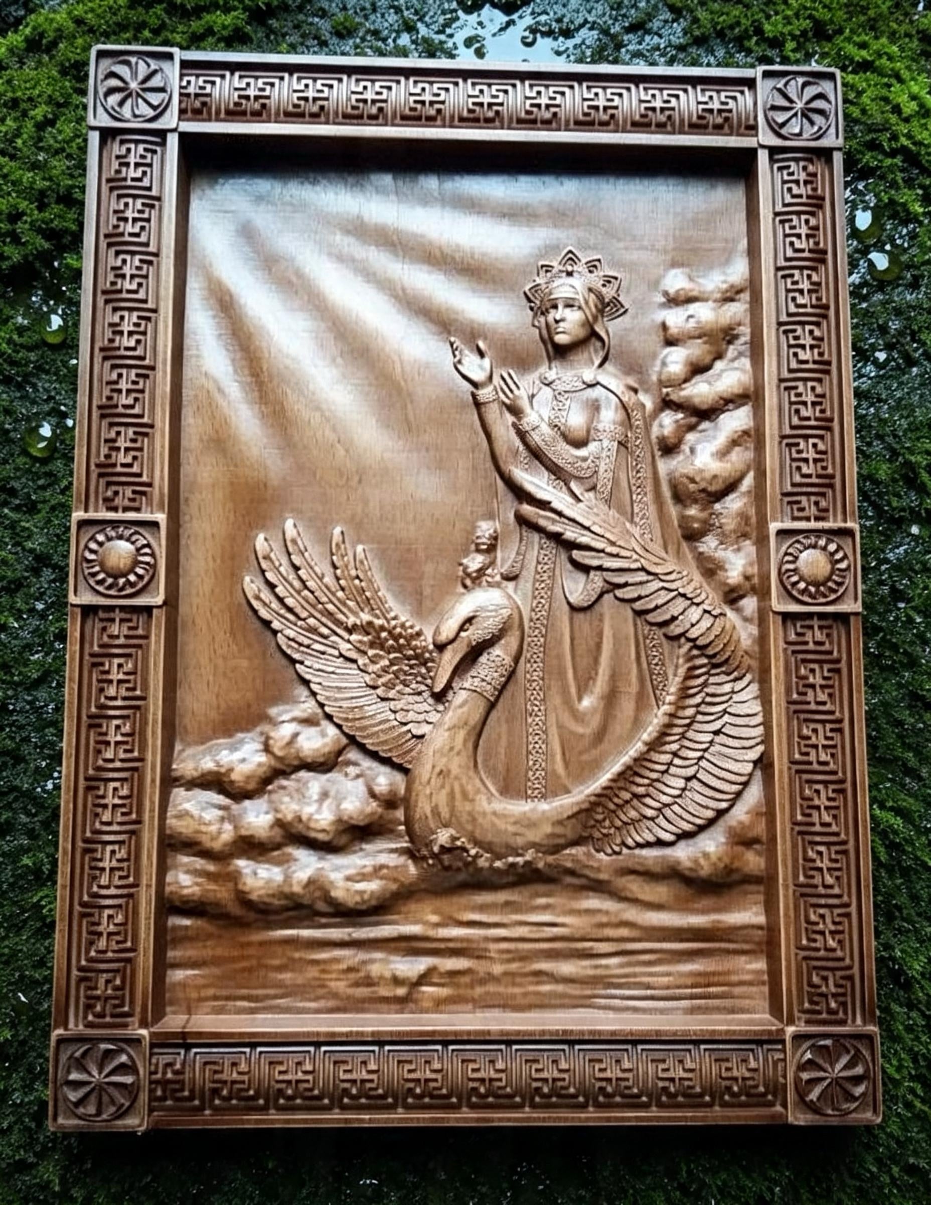 Goddess Lada Wooden Wall Panel — Hand-Carved Wood Art