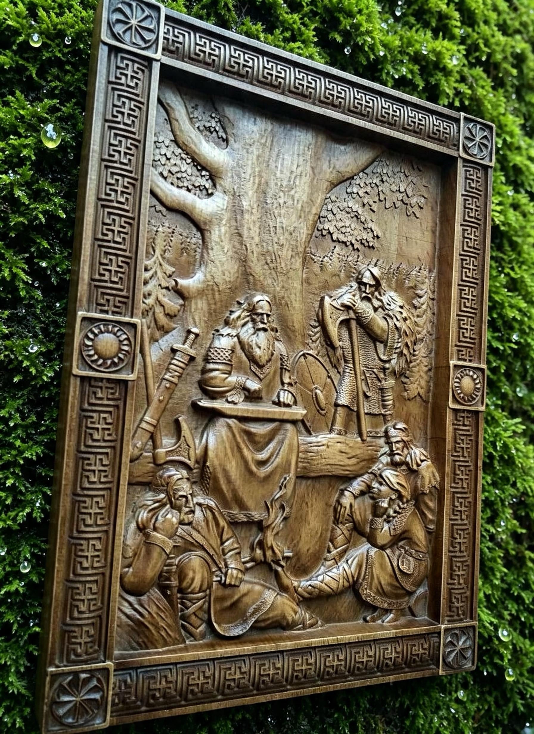 Song of Boyan Wooden Wall Panel — Hand-Carved Wood Art