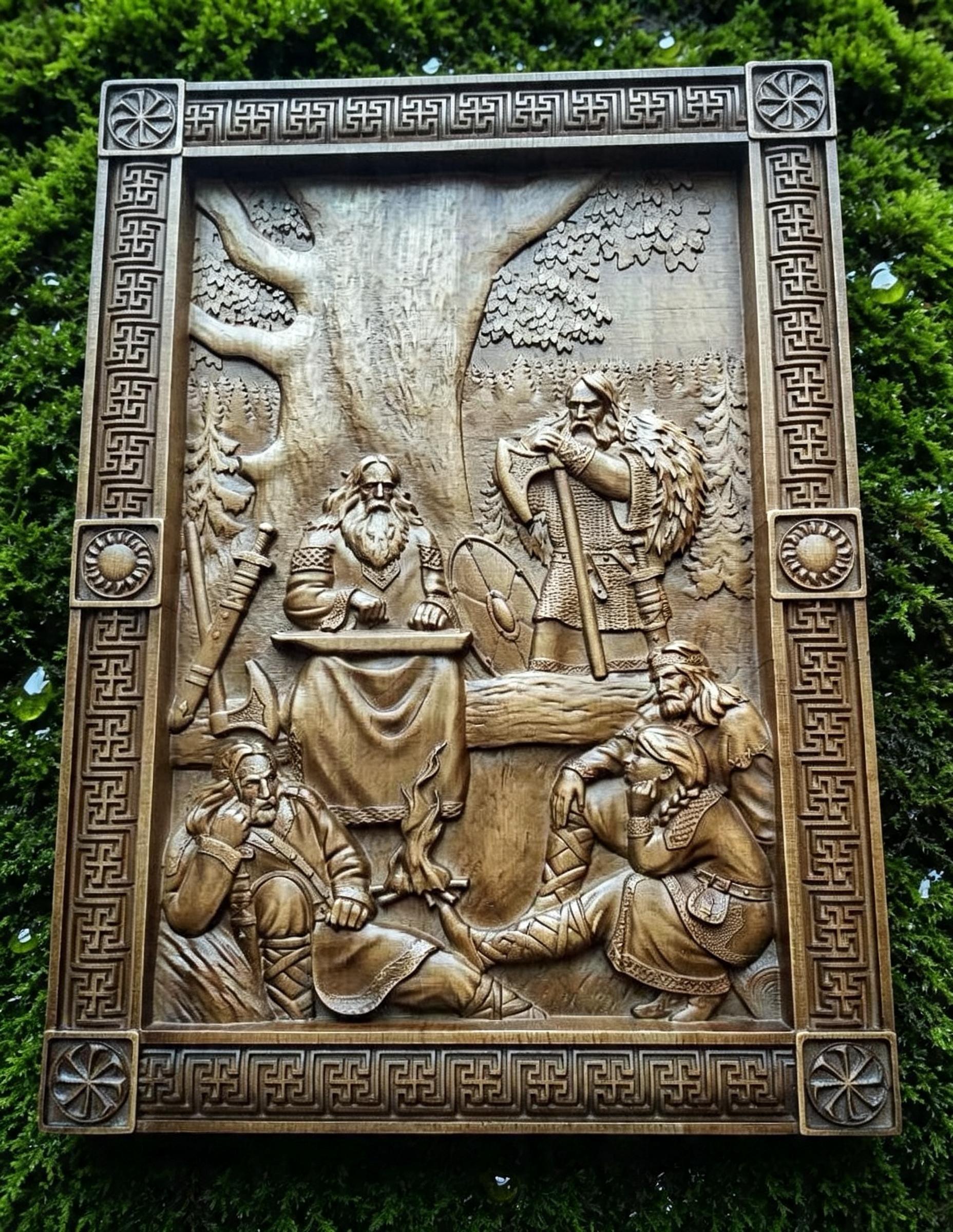 Song of Boyan Wooden Wall Panel — Hand-Carved Wood Art