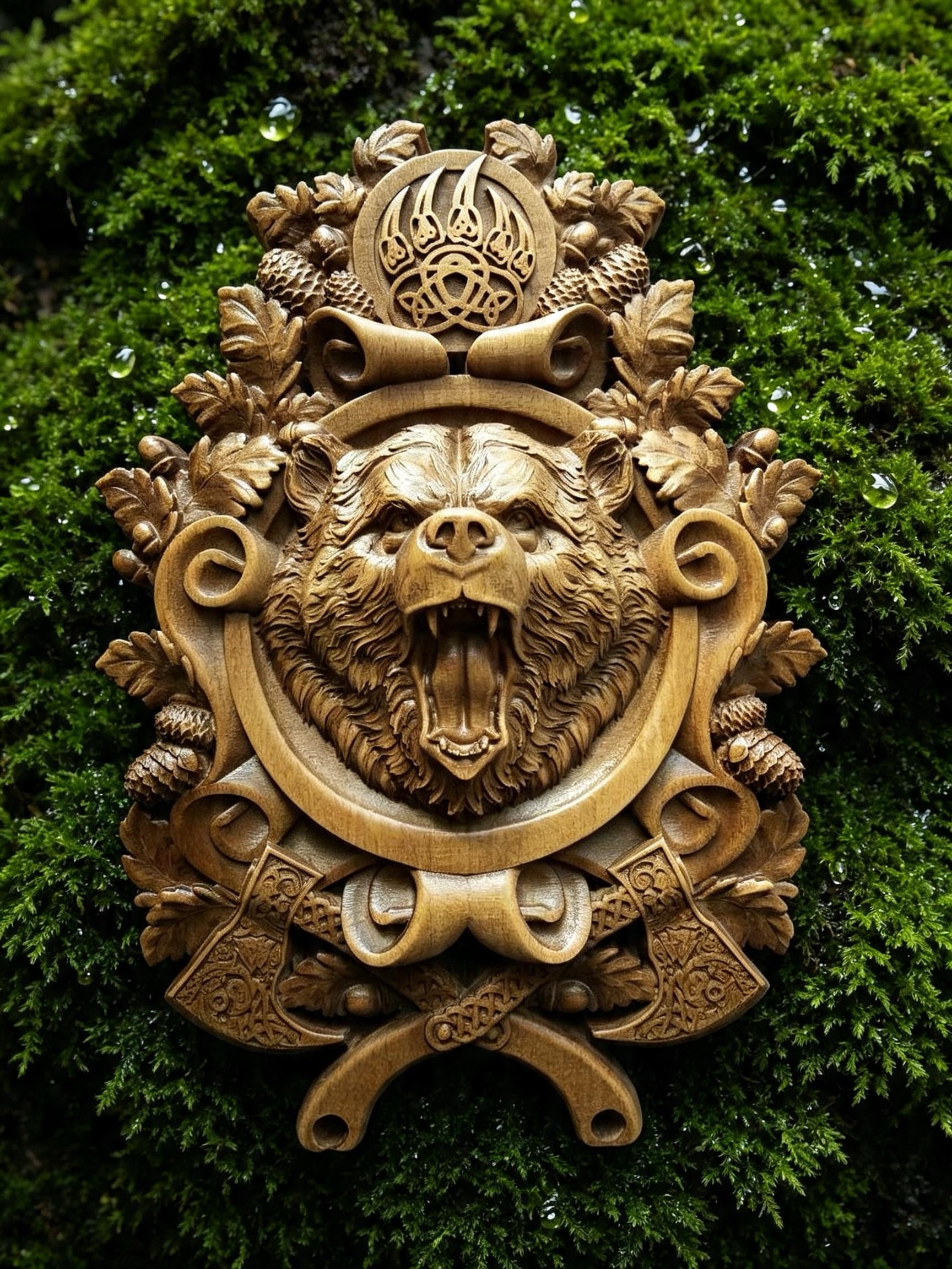 Beast of Veles Wooden Wall Panel — Hand-Carved Wood Art