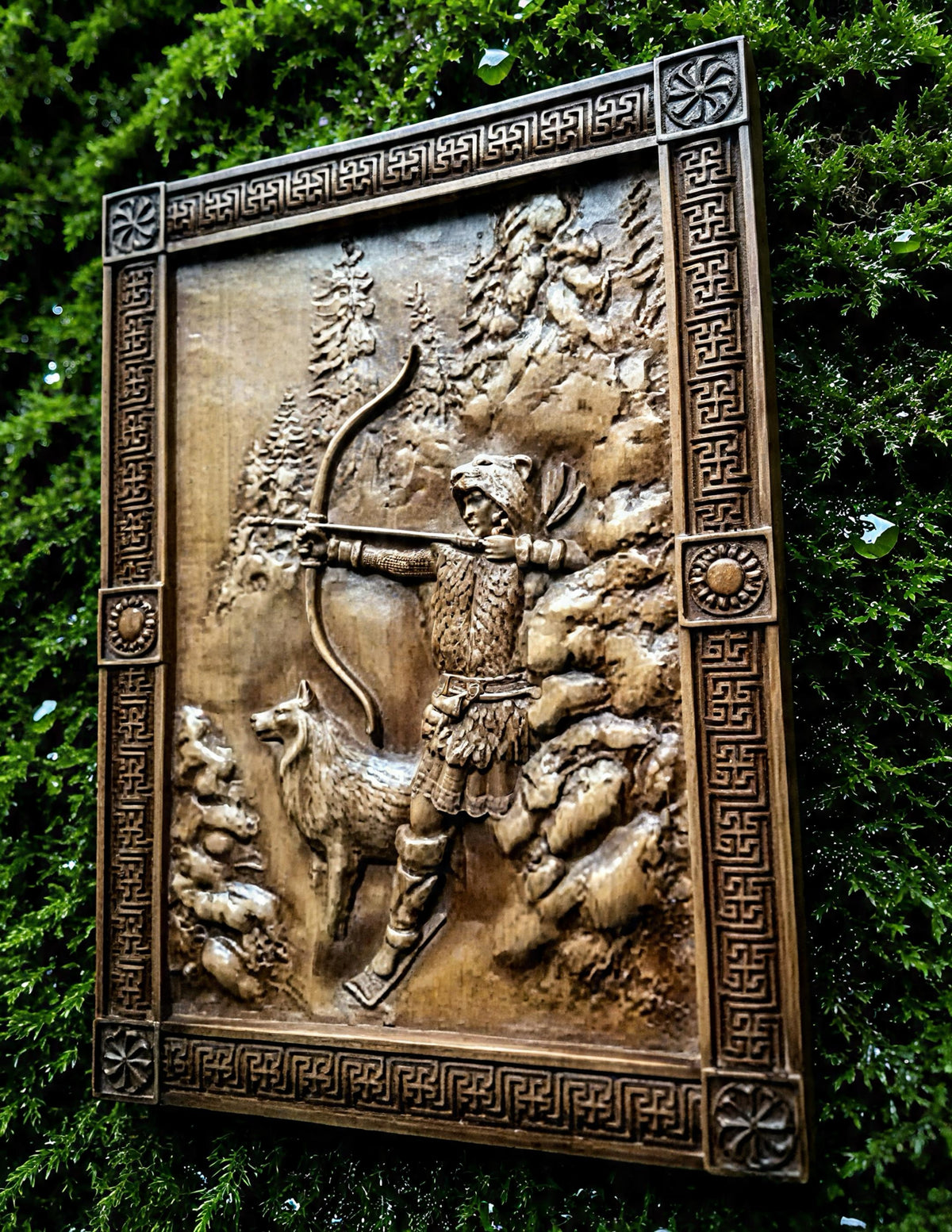 Goddess Dzevana / Devana Wooden Wall Panel — Hand-Carved Wood Art