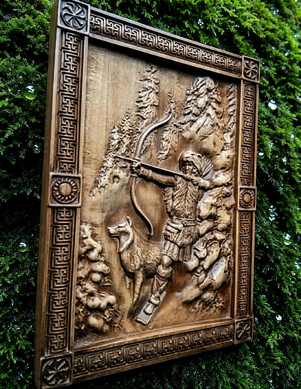 Goddess Dzevana / Devana Wooden Wall Panel — Hand-Carved Wood Art