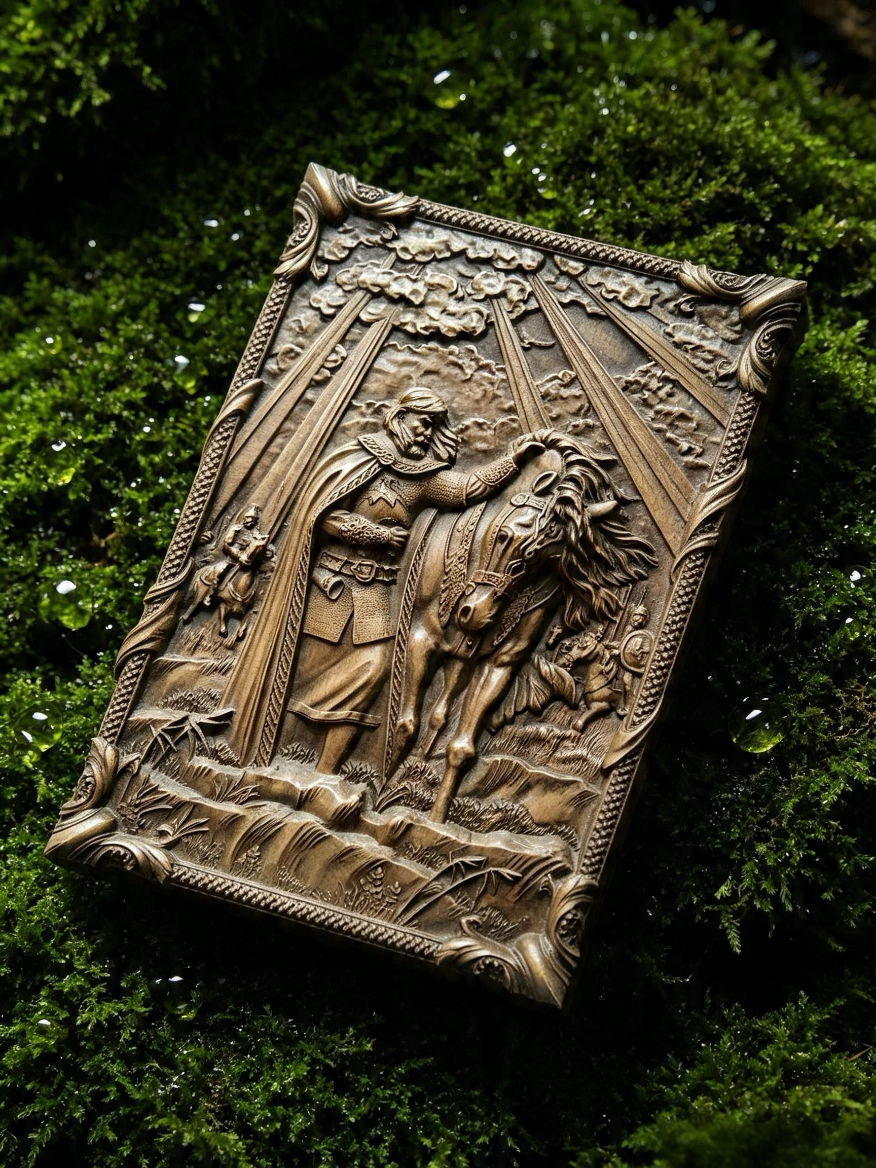 The Prophetic Oleg's Farewell to His Horse Wooden Wall Panel — Hand-Carved Wood Art