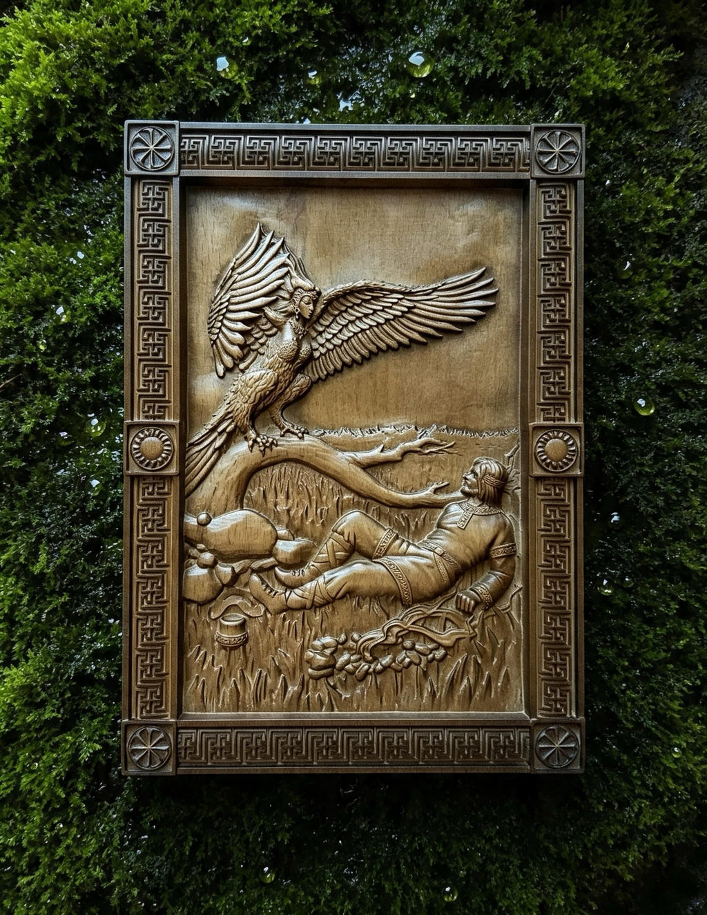 Bird Gamayun Wooden Wall Panel — Hand-Carved Wood Art