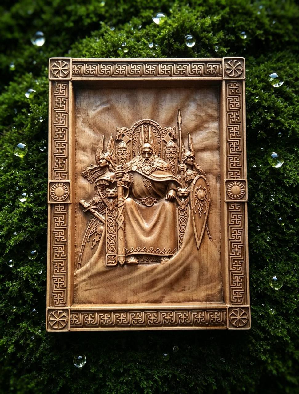 God Rod Wooden Wall Panel — Hand-Carved Wood Art