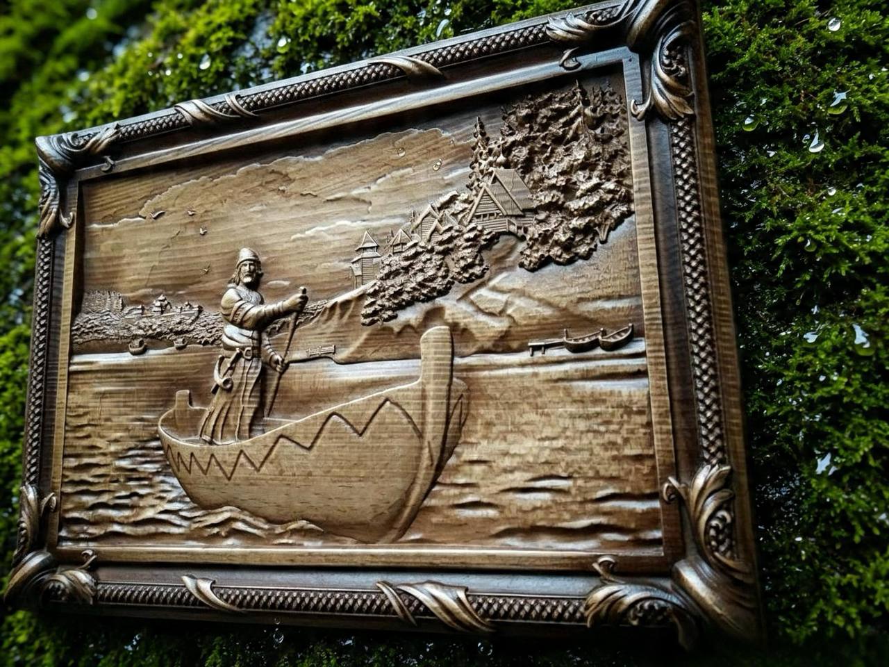 Rus Wooden Wall Panel — Hand-Carved Wood Art