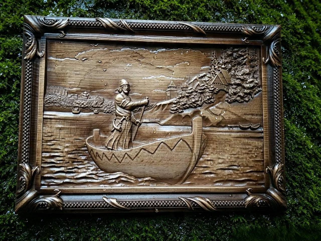 Rus Wooden Wall Panel — Hand-Carved Wood Art