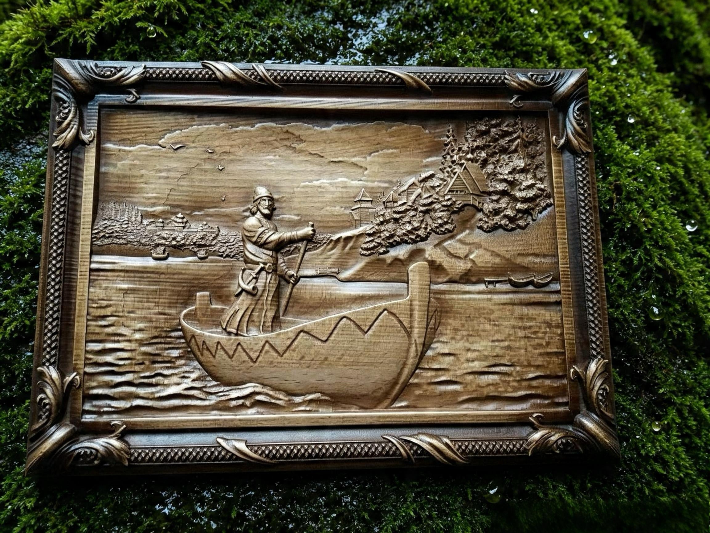 Rus Wooden Wall Panel — Hand-Carved Wood Art