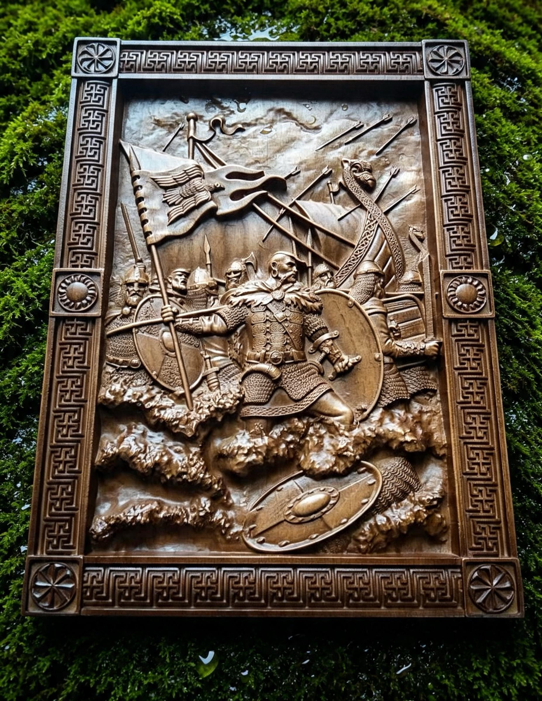 Svyatoslav Wooden Wall Panel — Hand-Carved Wood Art