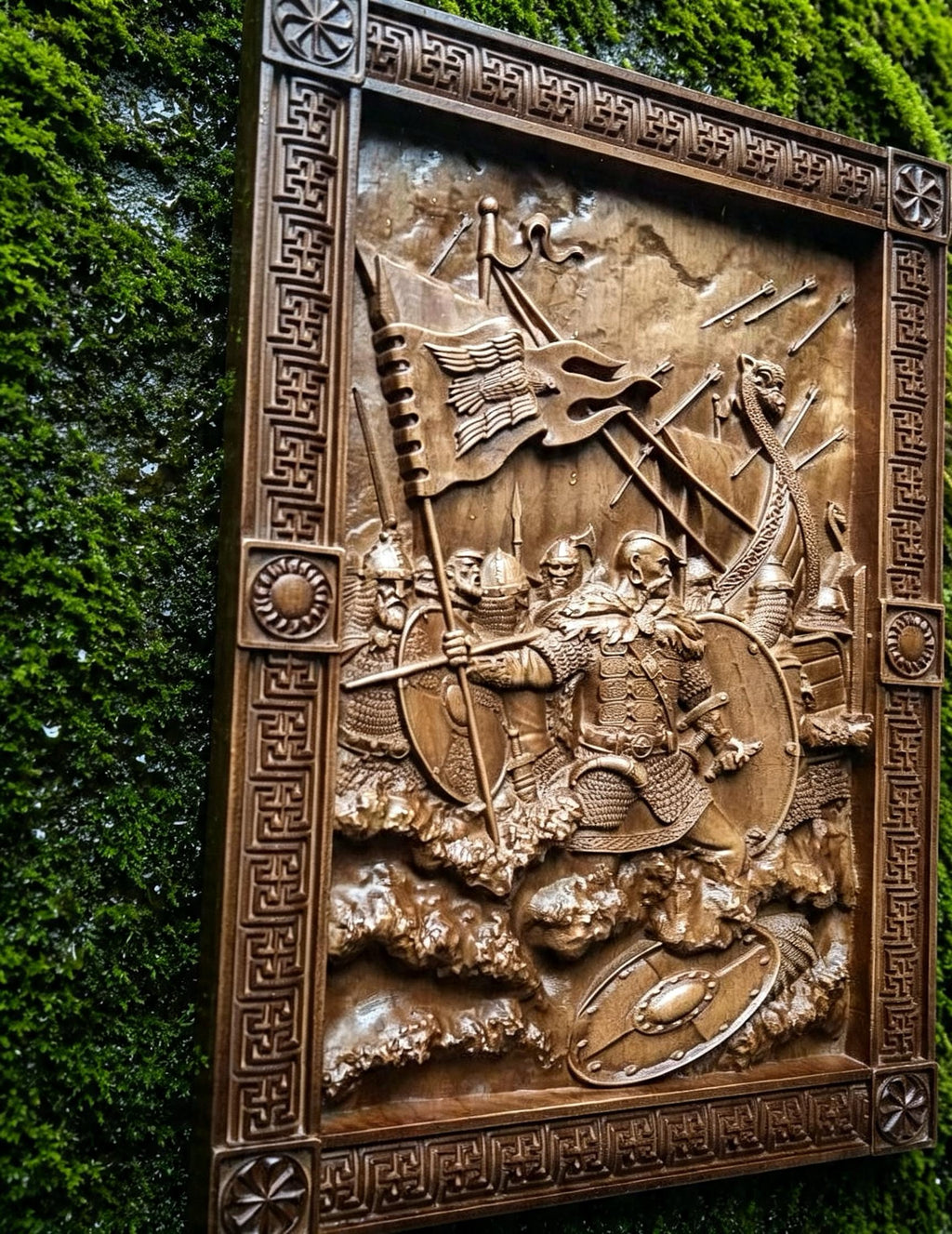 Svyatoslav Wooden Wall Panel — Hand-Carved Wood Art