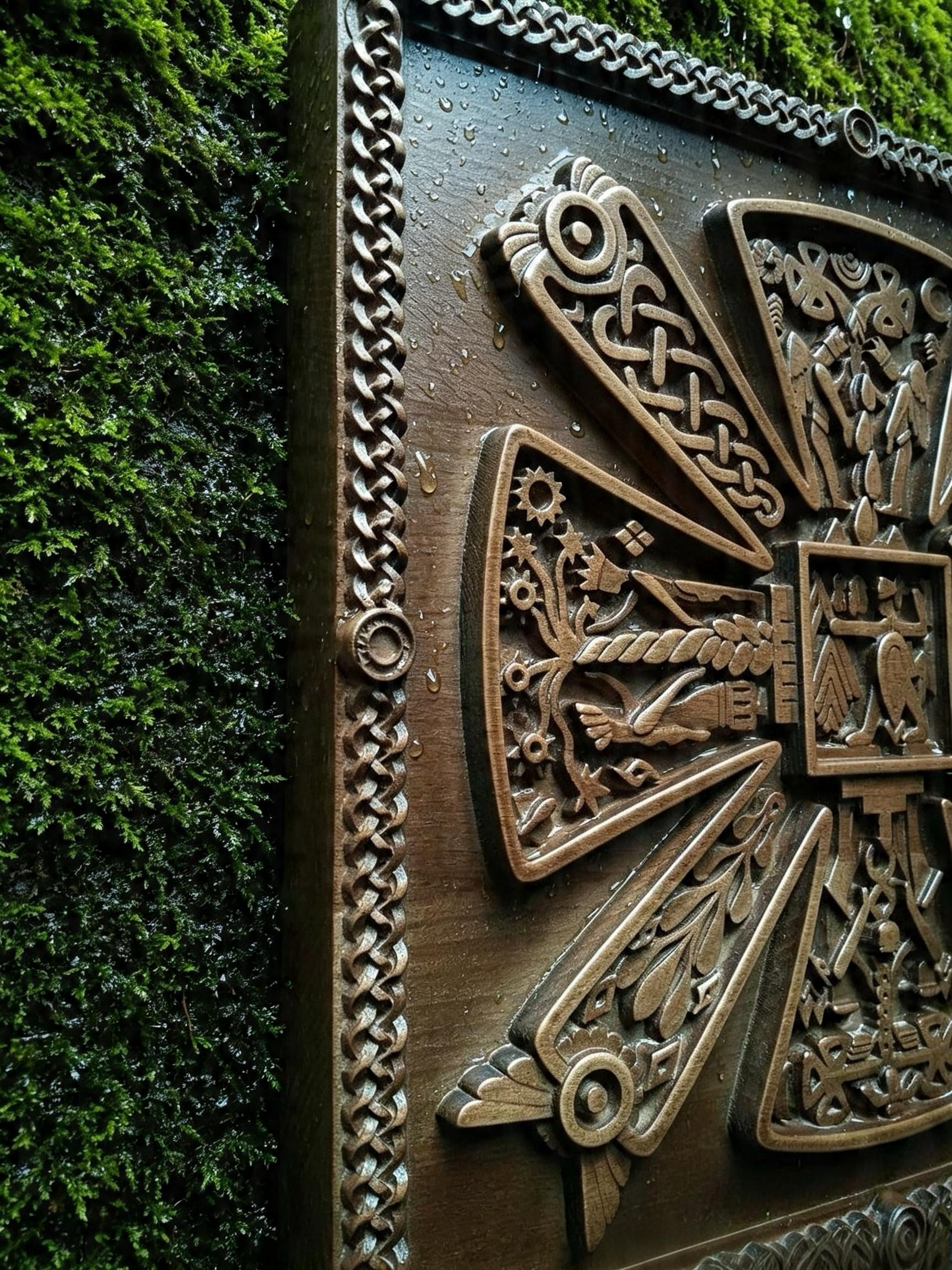 Slavic Kres Wooden Wall Panel — Hand-Carved Wood Art