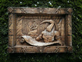 Egyptian God Thoth Wooden Wall Panel — Hand-Carved Wood Art