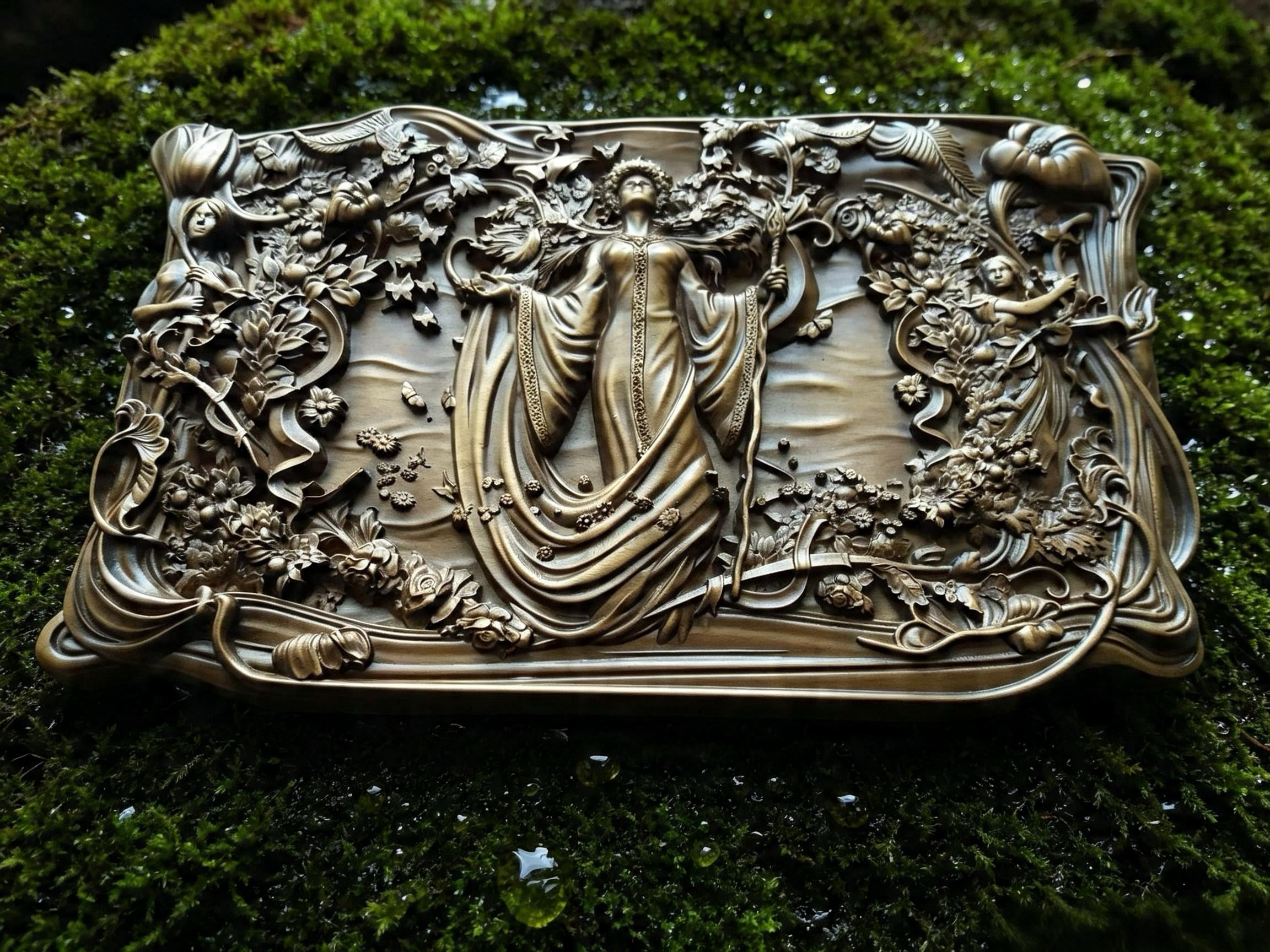 Slavic Goddess Zhiva Wooden Wall Panel — Hand-Carved Wood Art