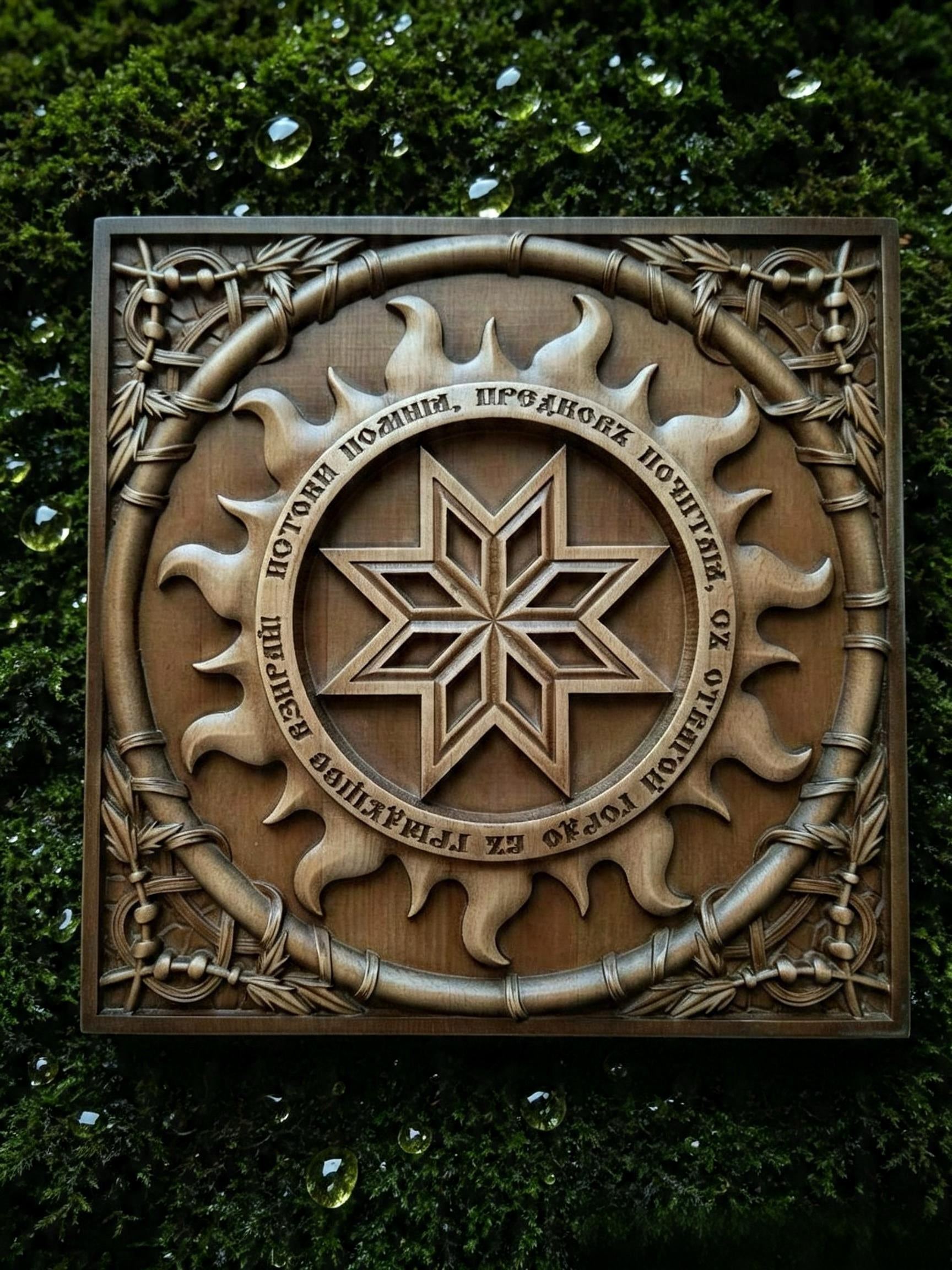 Alatyr Wooden Wall Panel — Hand-Carved Wood Art