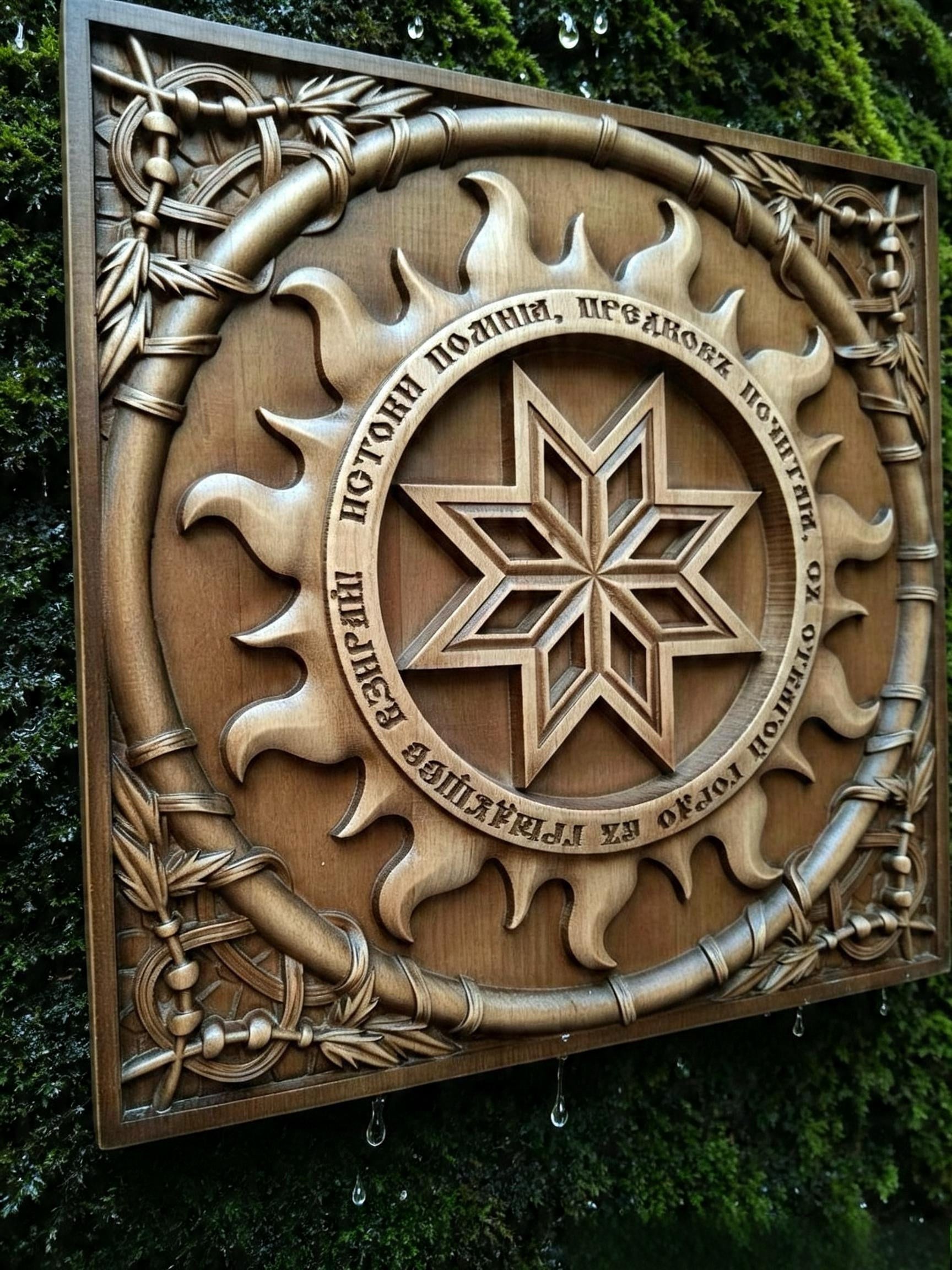 Alatyr Wooden Wall Panel — Hand-Carved Wood Art