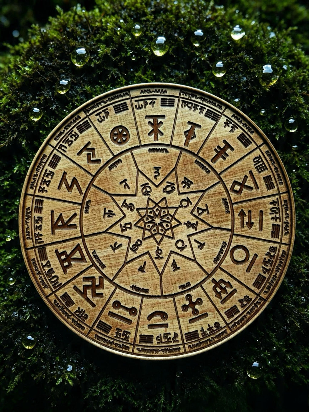 Slavic Calendar Wooden Wall Panel — Hand-Carved Wood Art