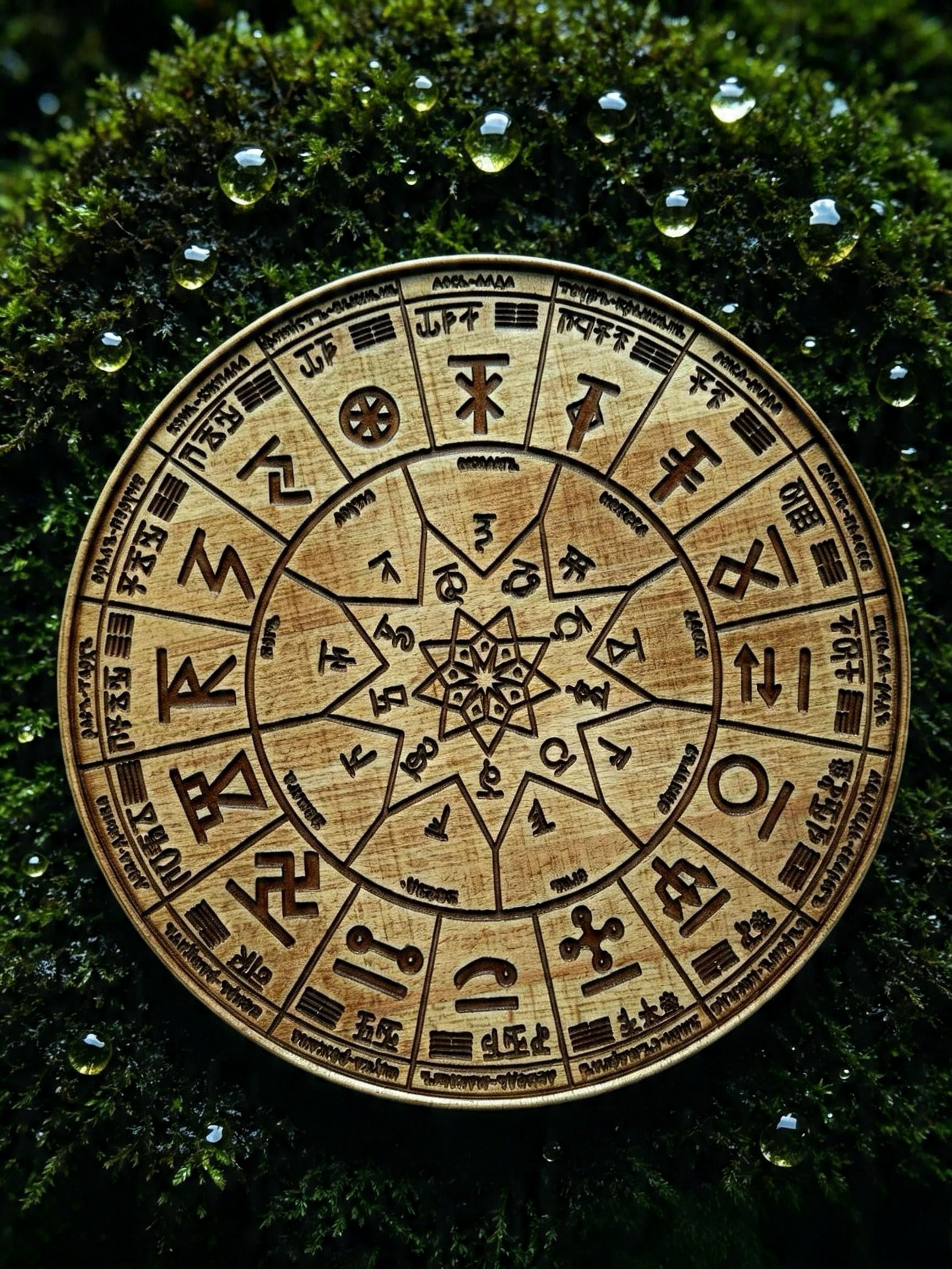 Slavic Calendar Wooden Wall Panel — Hand-Carved Wood Art