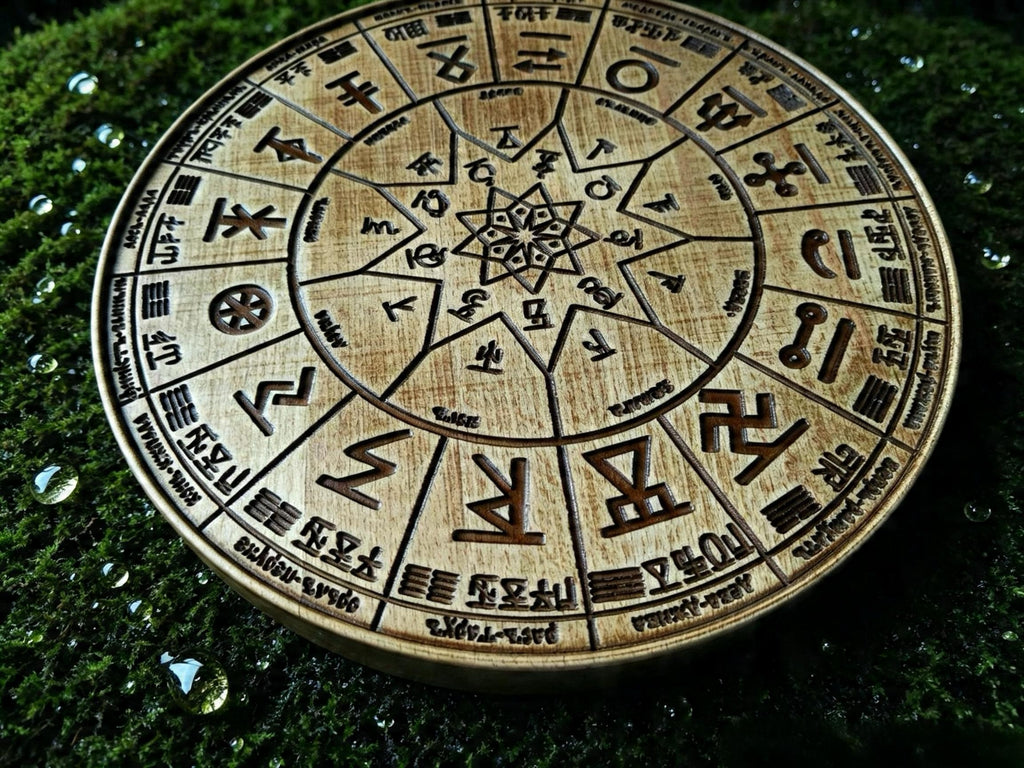 Slavic Calendar Wooden Wall Panel — Hand-Carved Wood Art