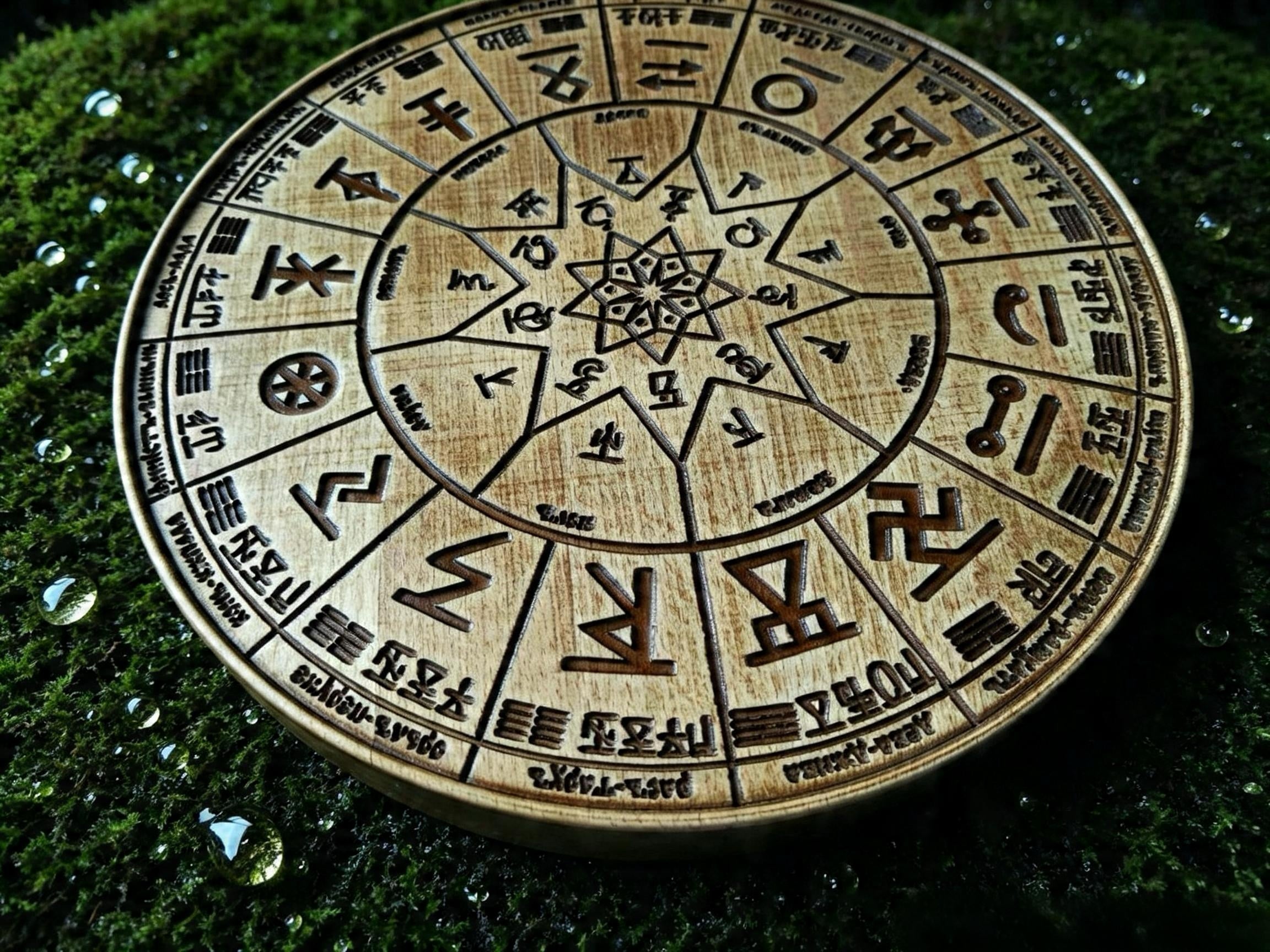 Slavic Calendar Wooden Wall Panel — Hand-Carved Wood Art