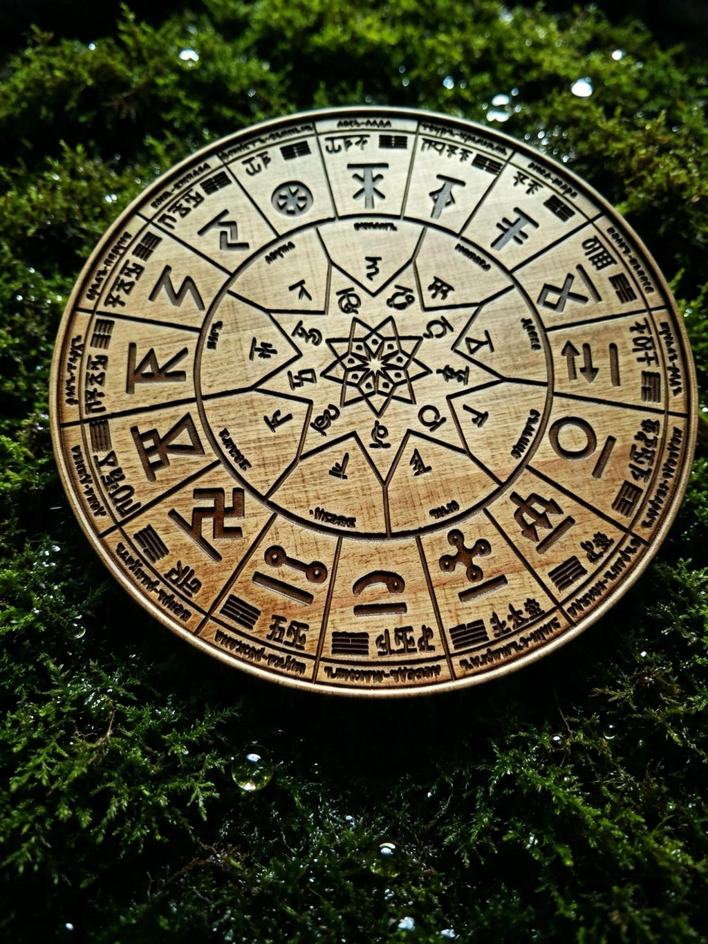 Slavic Calendar Wooden Wall Panel — Hand-Carved Wood Art