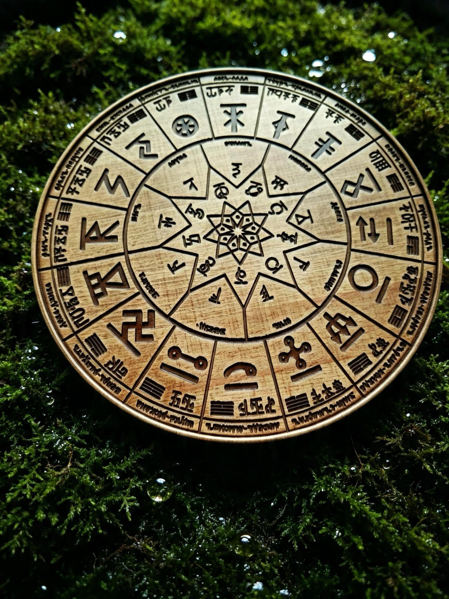 Slavic Calendar Wooden Wall Panel — Hand-Carved Wood Art